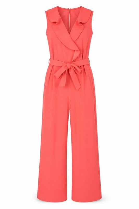 New Look Women Coral UK 8 Ruffle Belted Wide-Leg Jumpsuit