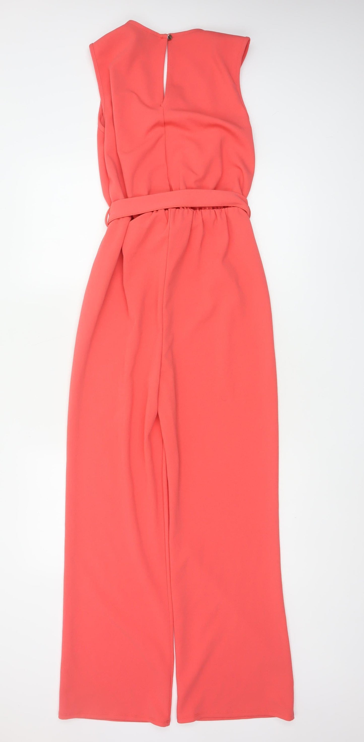 New Look Women Coral UK 8 Ruffle Belted Wide-Leg Jumpsuit