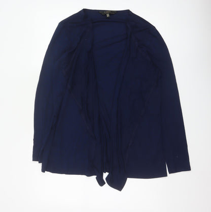 Lipsy Women Blue UK 14 Wrap Tie Front Long Sleeve Jersey Blouse
