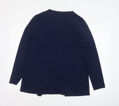 Lipsy Women Blue UK 14 Wrap Tie Front Long Sleeve Jersey Blouse
