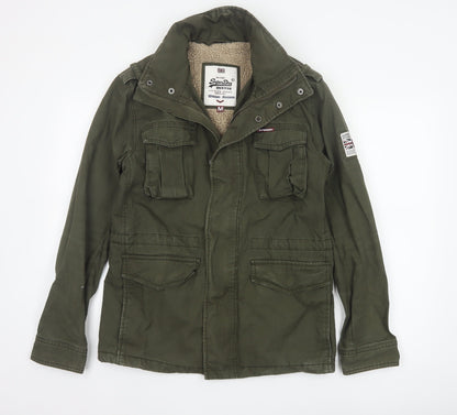 Superdry Mens Green M Military Jacket Cotton Lined Hooded