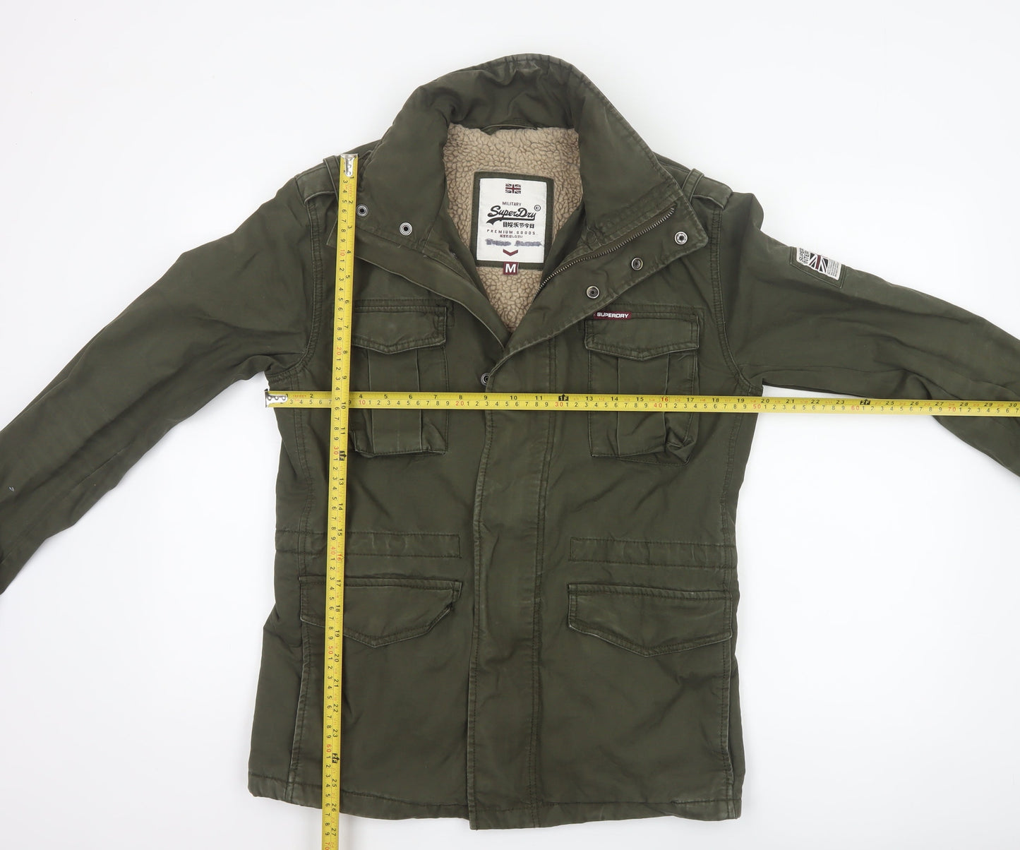 Superdry Mens Green M Military Jacket Cotton Lined Hooded