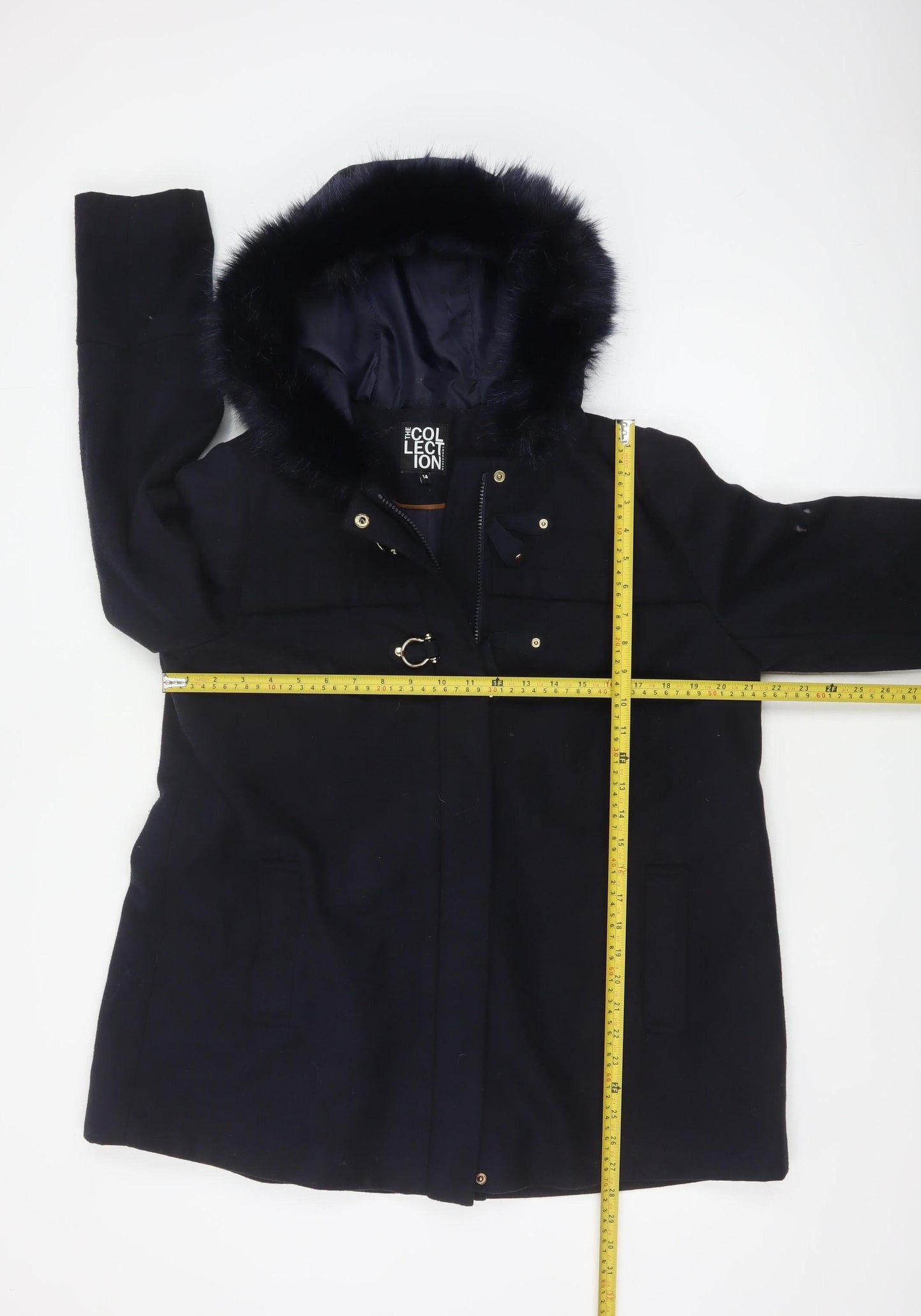 The Collection Debenhams Women’s Navy Blue Size 14 Faux Fur Parka Coat