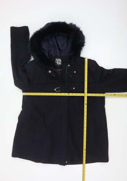 The Collection Debenhams Women’s Navy Blue Size 14 Faux Fur Parka Coat