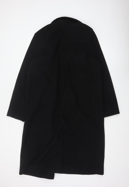 New Look Women’s Black UK 14 Long Open Overcoat Collared