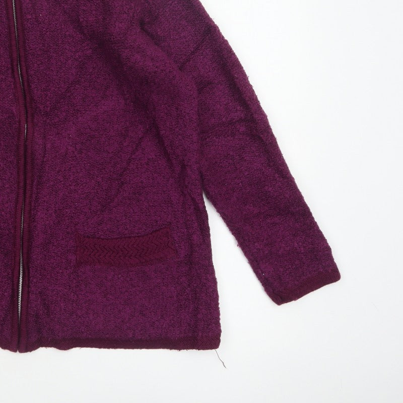 BM Women’s Purple M Full Zip Knit Cardigan High Neck Pockets