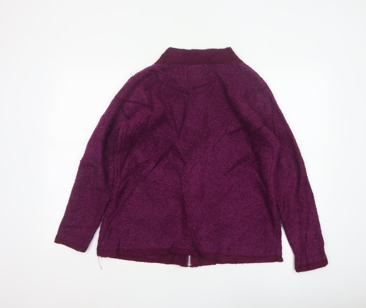 BM Women’s Purple M Full Zip Knit Cardigan High Neck Pockets