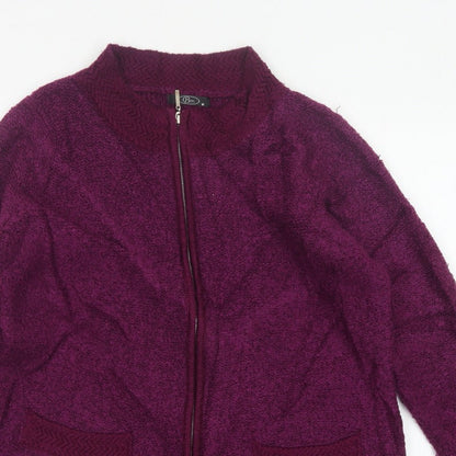 BM Women’s Purple M Full Zip Knit Cardigan High Neck Pockets