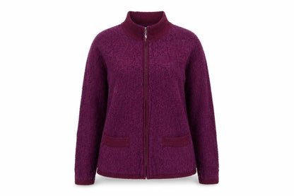 BM Women’s Purple M Full Zip Knit Cardigan High Neck Pockets