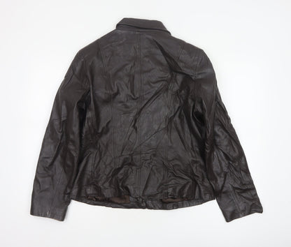 Windsmoor Women Brown Leather Zip Basic Jacket Size 14