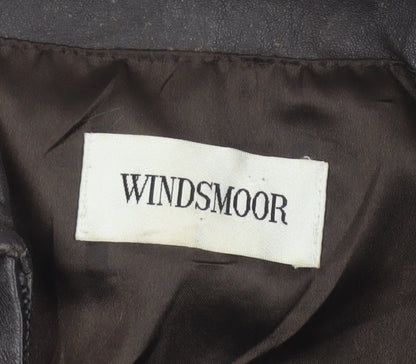 Windsmoor Women Brown Leather Zip Basic Jacket Size 14