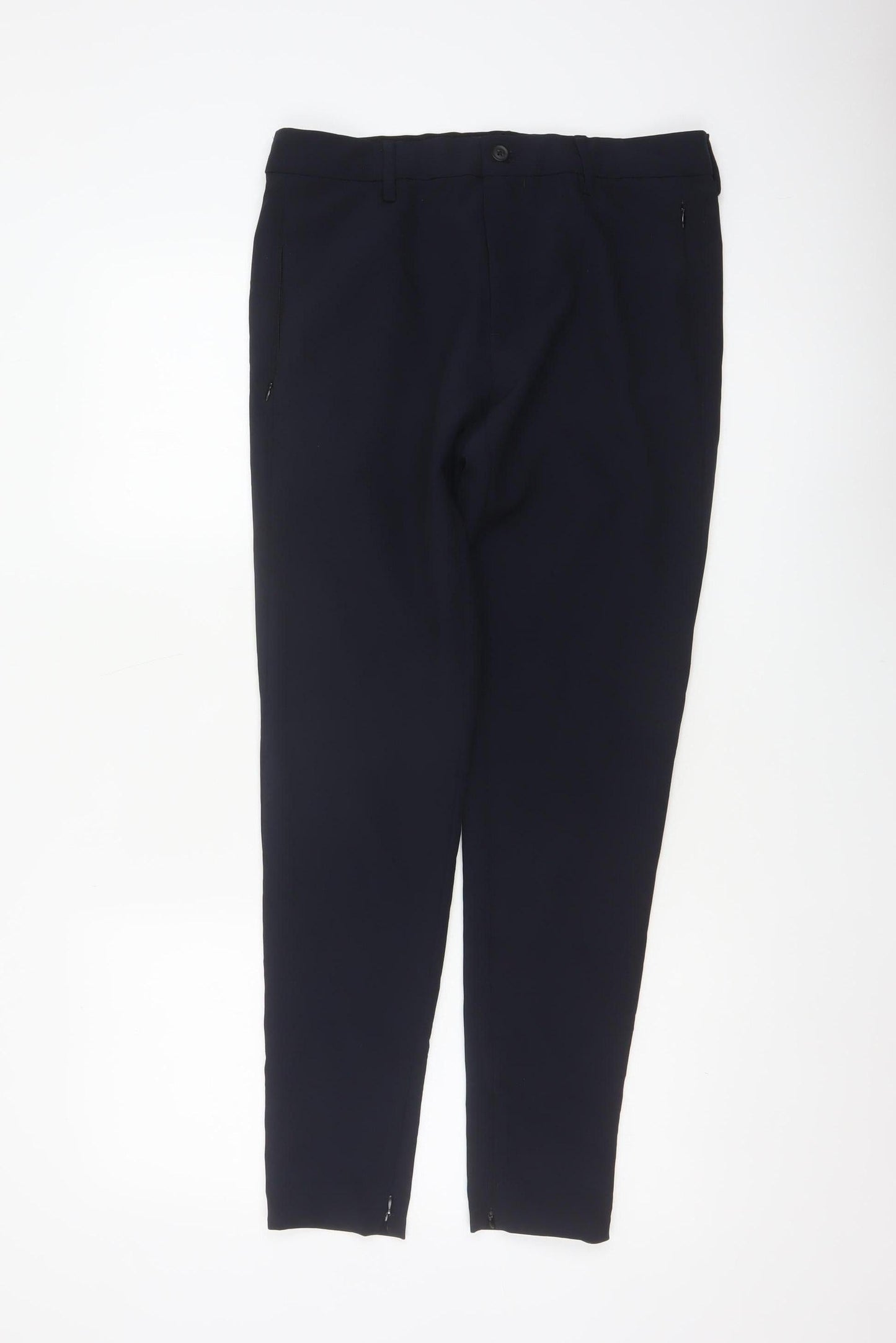 Zara Women’s Navy Blue UK 10 Tapered Tailored Dress Trousers