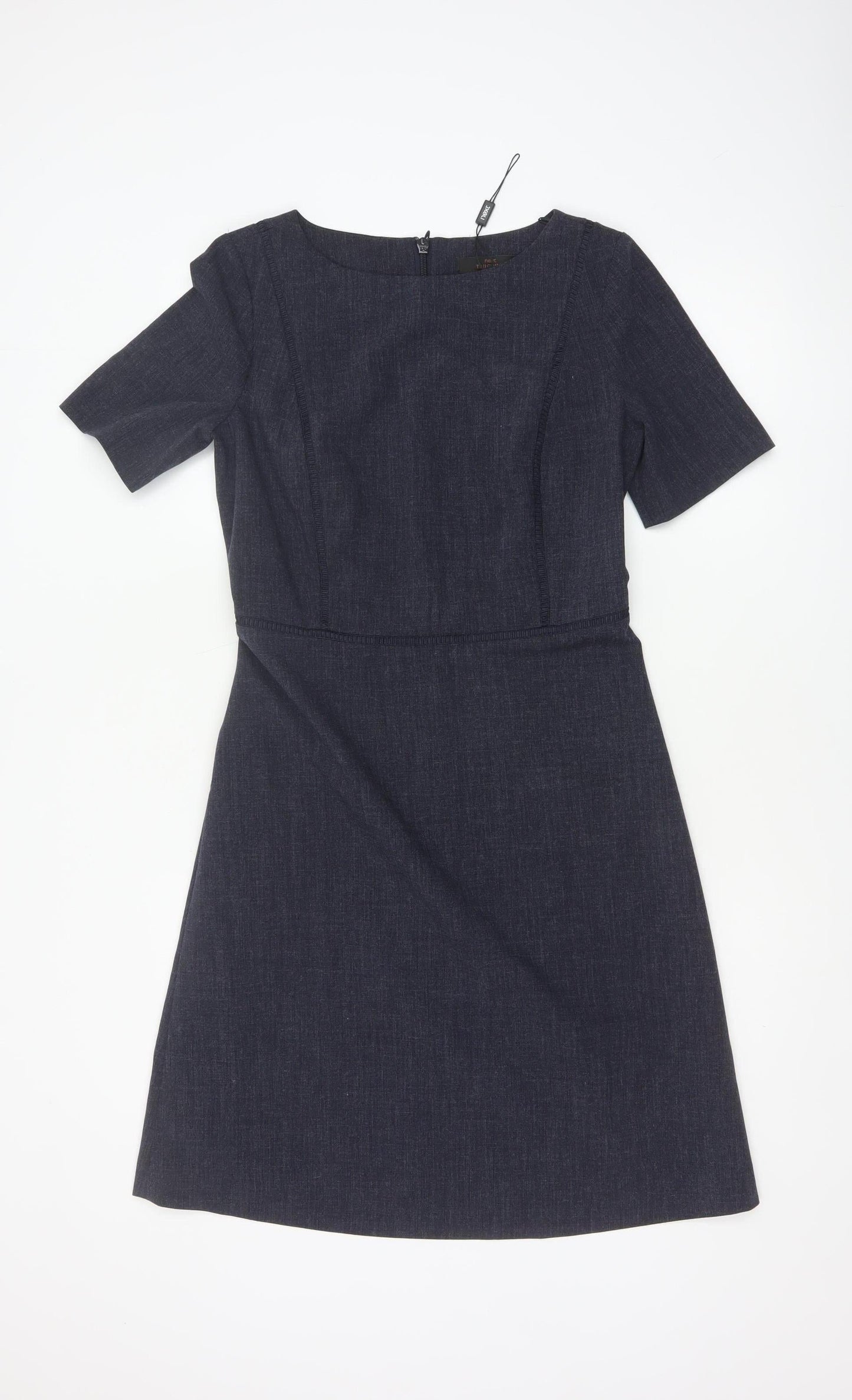 Next Women Navy UK 8 A-Line Knee Length Workwear Dress Short Sleeve