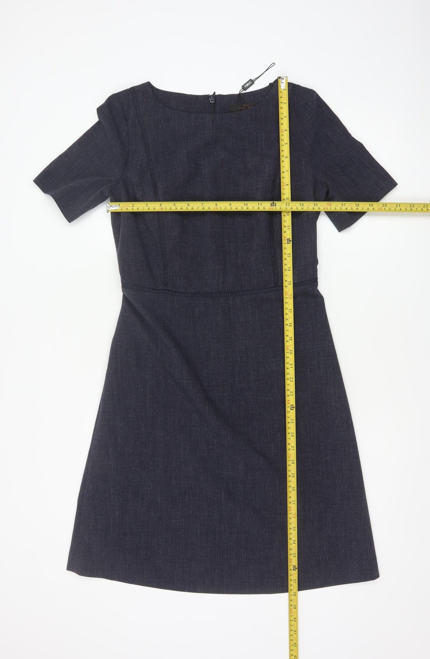 Next Women Navy UK 8 A-Line Knee Length Workwear Dress Short Sleeve