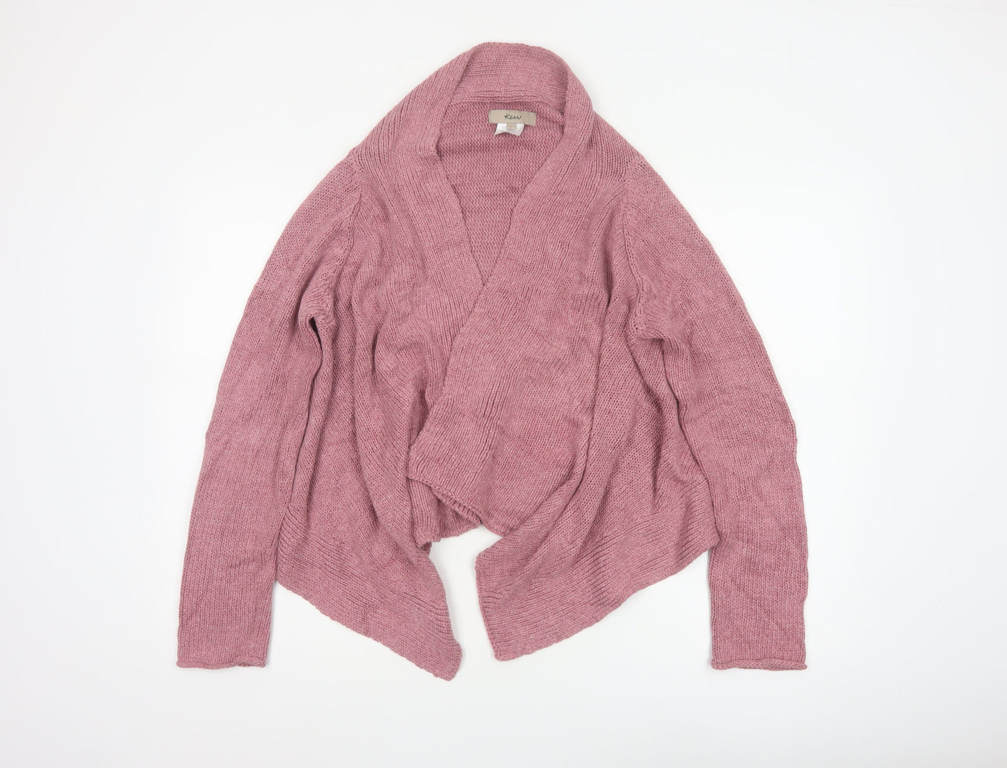 Kew Women’s Pink L Open Wrap Cardigan Cotton Acrylic Cable Knit