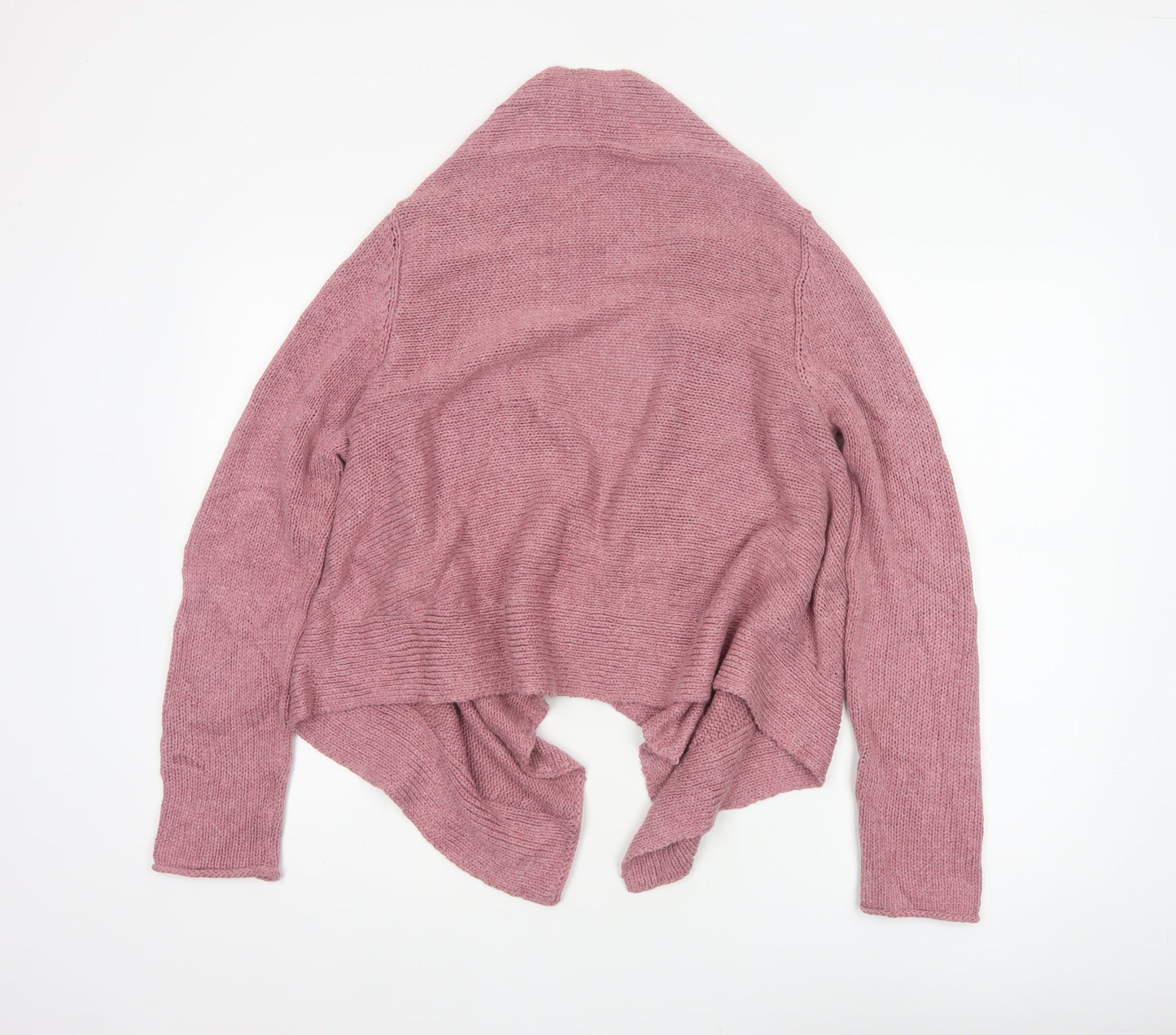 Kew Women’s Pink L Open Wrap Cardigan Cotton Acrylic Cable Knit