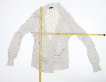 Coast Women Ivory Size 16 Mohair Wool Open Knit V-Neck Cardigan