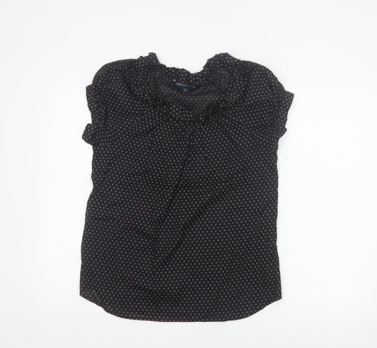 French Connection Women’s Black Floral Ruffle Puff Sleeve Blouse Size 8