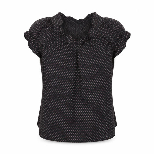 French Connection Women’s Black Floral Ruffle Puff Sleeve Blouse Size 8