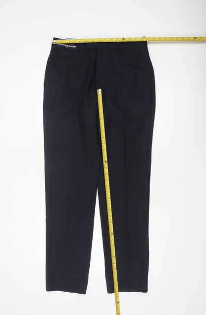 M&S Savile Row Men’s Navy 32L Pure Wool Tailored Dress Trousers