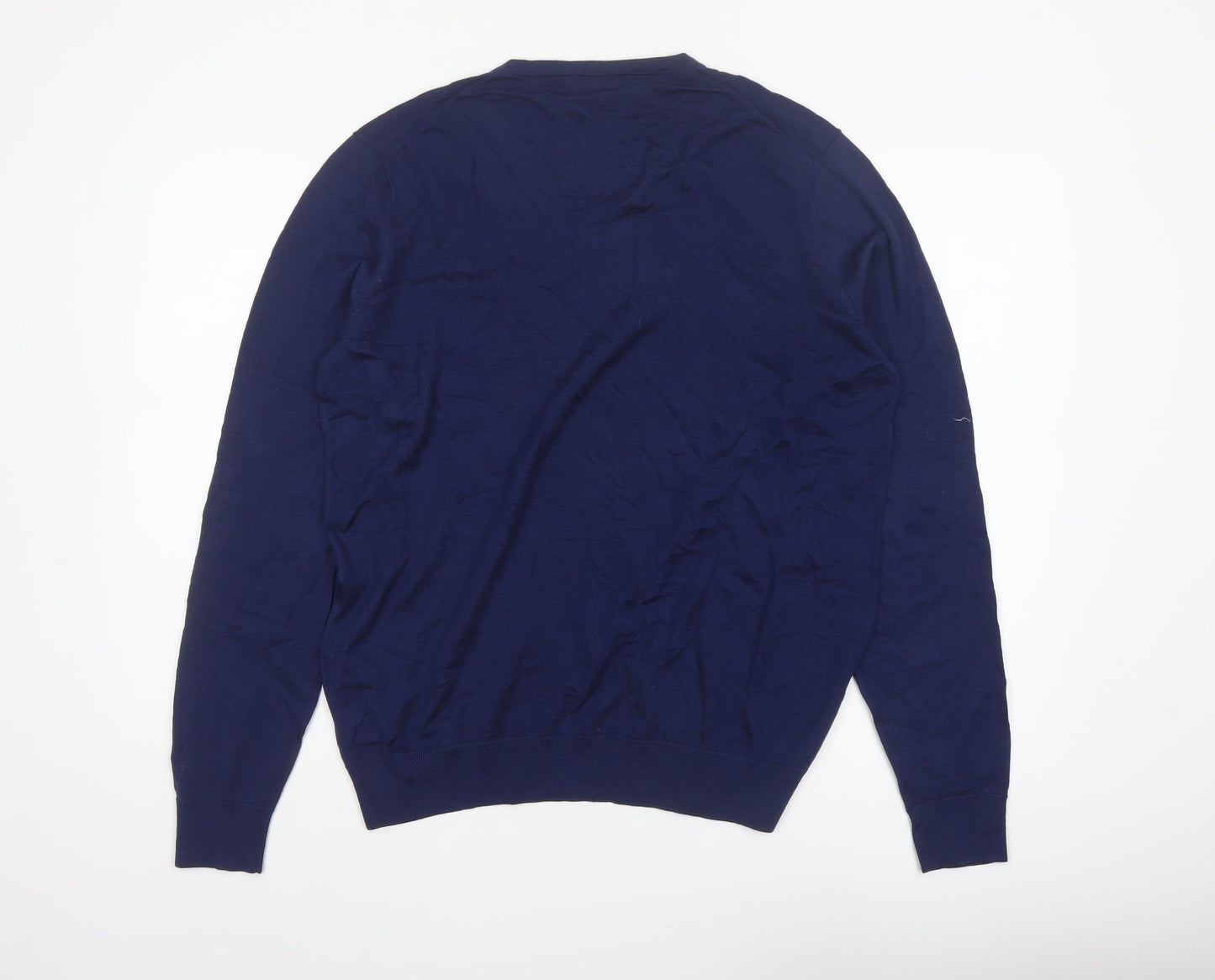Uniqlo Men’s Blue Wool V-Neck Pullover Jumper Size L