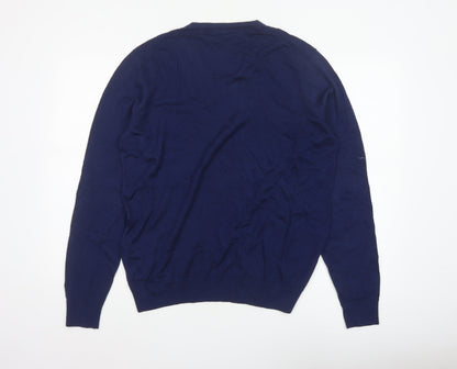 Uniqlo Men’s Blue Wool V-Neck Pullover Jumper Size L