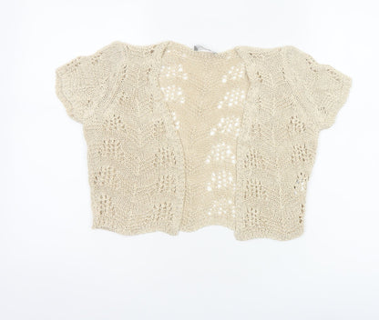 Per Una Women Ivory Open-Knit Cardigan Size 12 Short Sleeve