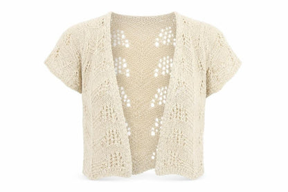 Per Una Women Ivory Open-Knit Cardigan Size 12 Short Sleeve