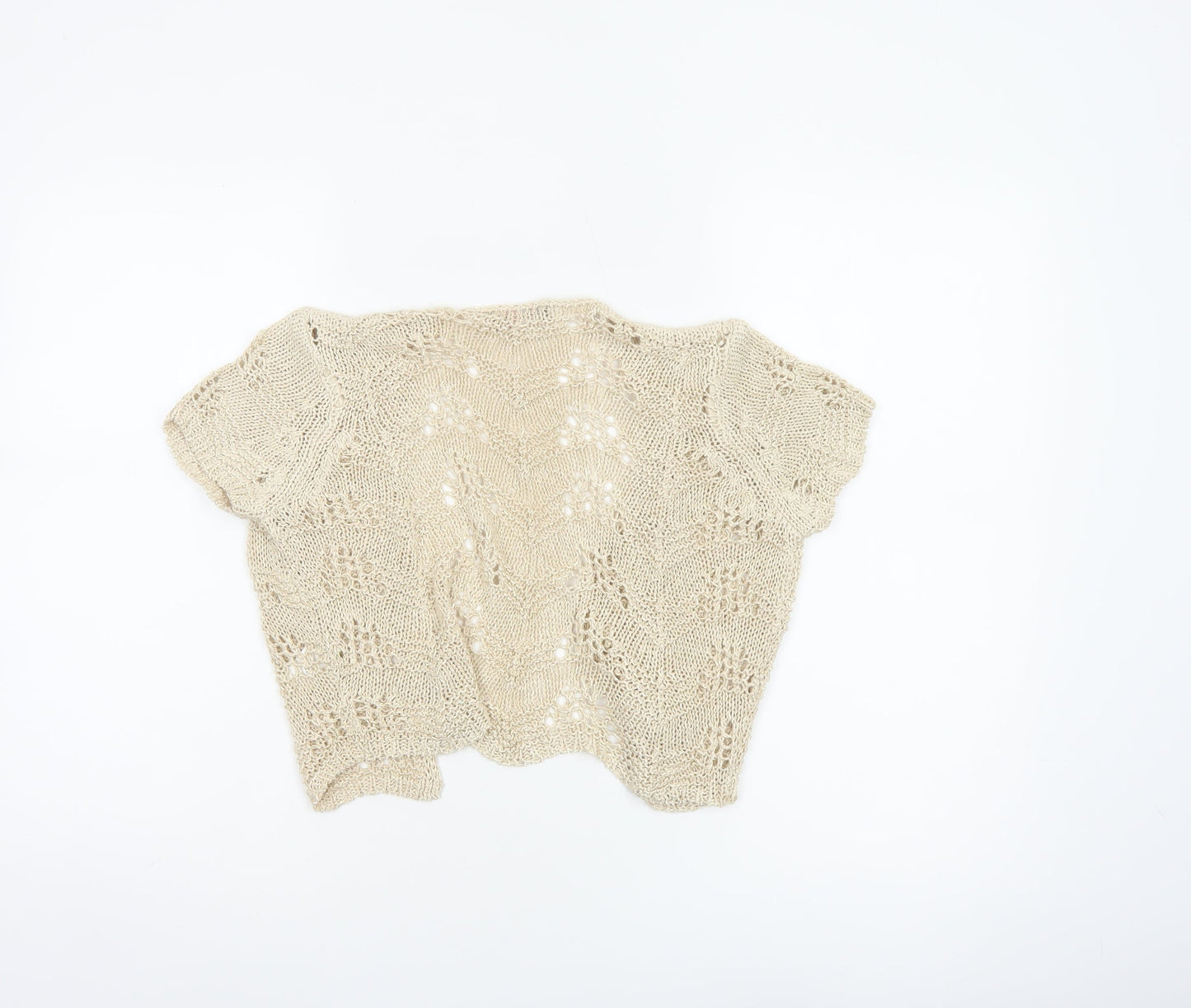 Per Una Women Ivory Open-Knit Cardigan Size 12 Short Sleeve