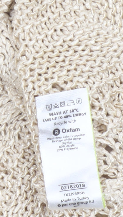 Per Una Women Ivory Open-Knit Cardigan Size 12 Short Sleeve