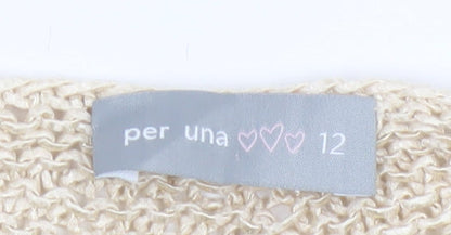 Per Una Women Ivory Open-Knit Cardigan Size 12 Short Sleeve