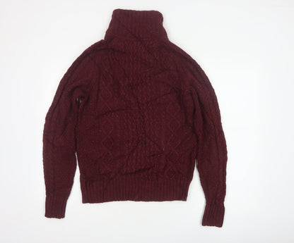 FatFace Men’s Red S Cable Knit Half Zip High Neck Jumper