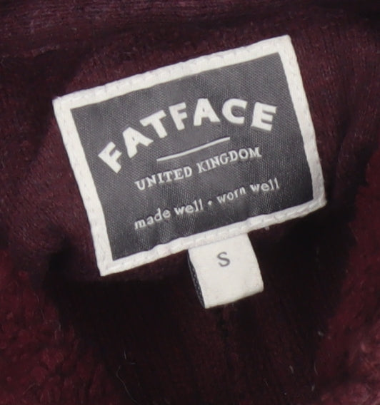 FatFace Men’s Red S Cable Knit Half Zip High Neck Jumper
