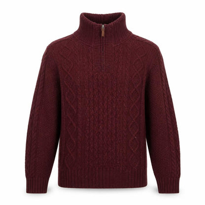 FatFace Men’s Red S Cable Knit Half Zip High Neck Jumper