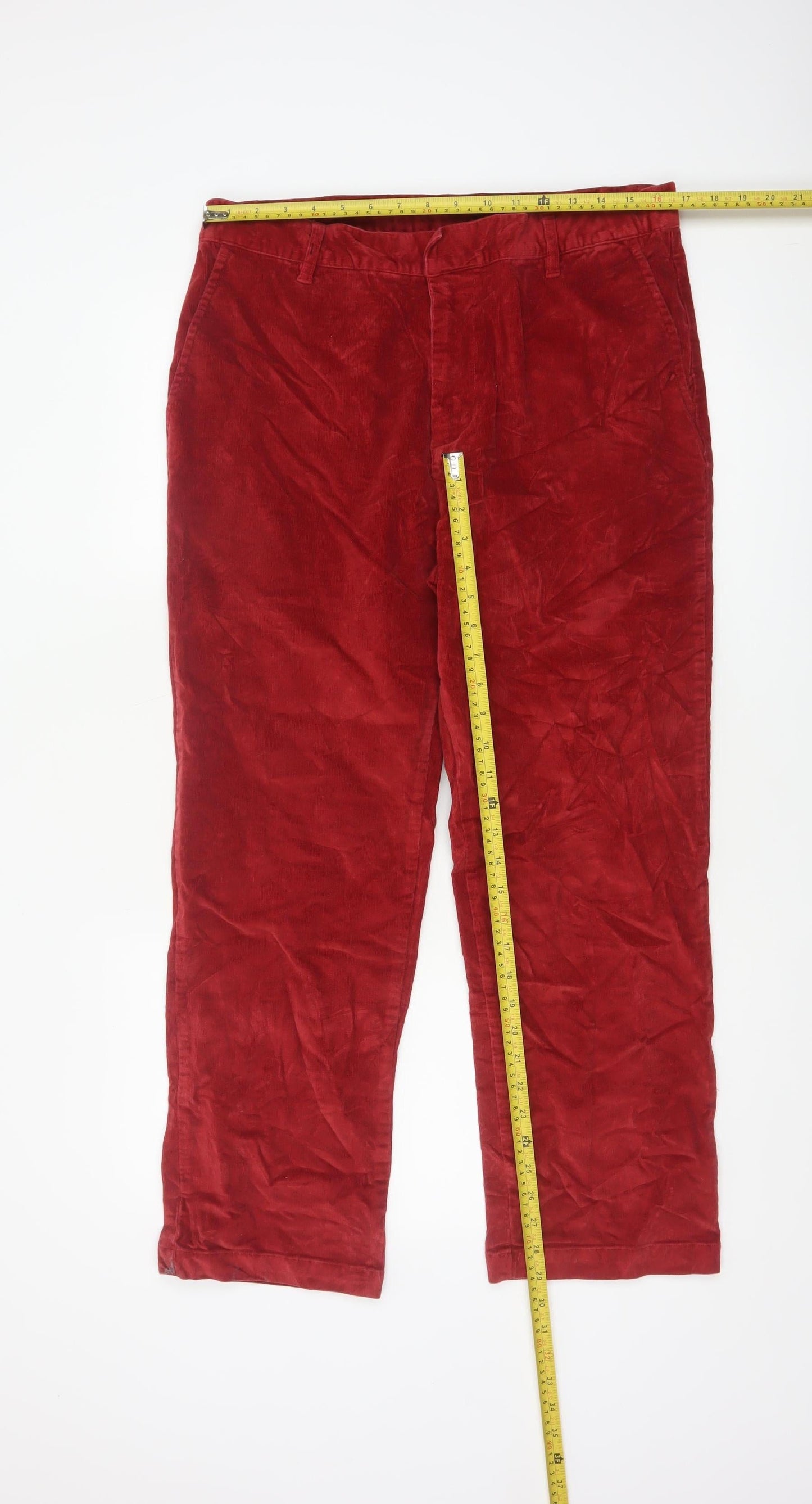 Cotton Traders Men’s Deep Red 34 Corduroy Straight Chino Trousers
