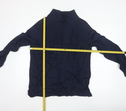 J.Crew Men's Navy S Cable Knit Roll Neck Pullover Cotton Jumper