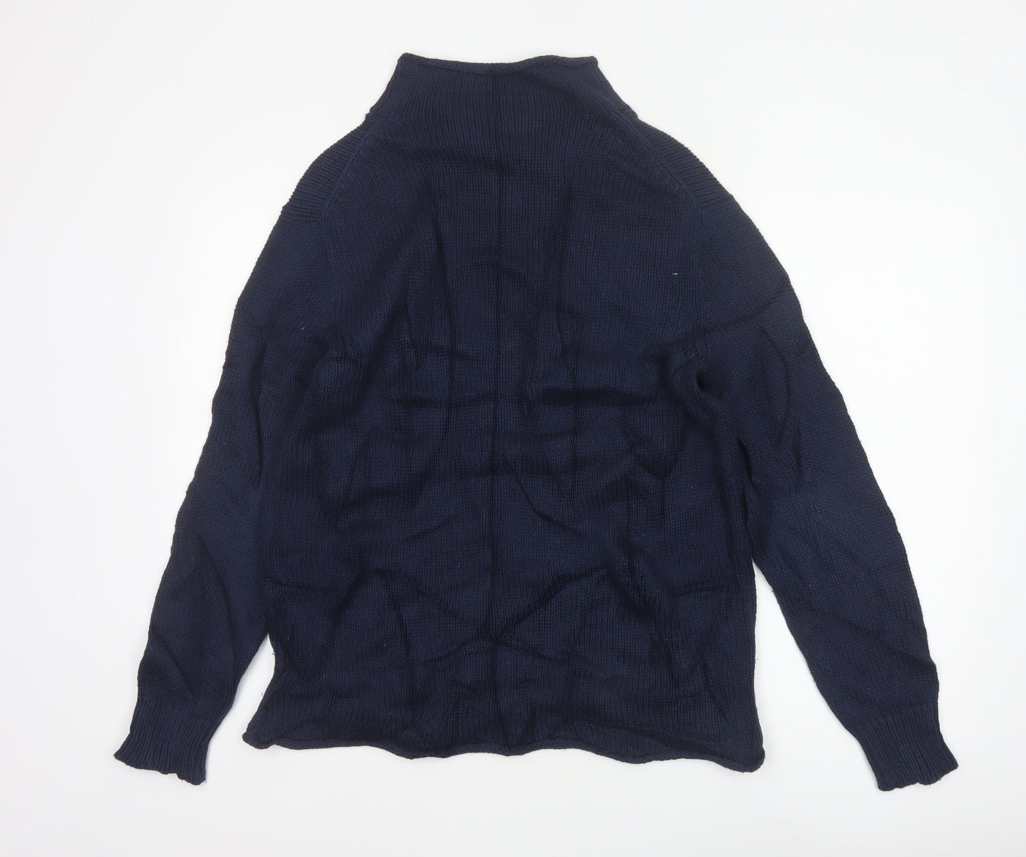 J.Crew Men's Navy S Cable Knit Roll Neck Pullover Cotton Jumper
