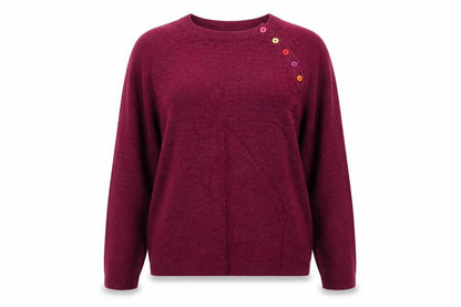 Heyton Women’s Red Lambswool Blend Henley Jumper Size 16 Button Knit