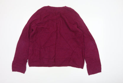 Heyton Women’s Red Lambswool Blend Henley Jumper Size 16 Button Knit