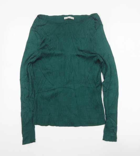 Abercrombie & Fitch Women Green XL Ribbed Boat Neck Slim Knit Jumper