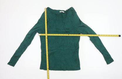 Abercrombie & Fitch Women Green XL Ribbed Boat Neck Slim Knit Jumper