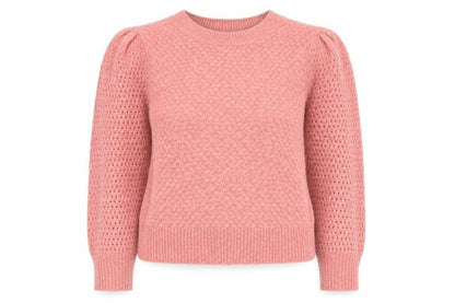 Next Women’s Pink UK 12 Cable Knit Puff Sleeve Crew Neck Jumper