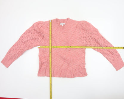 Next Women’s Pink UK 12 Cable Knit Puff Sleeve Crew Neck Jumper