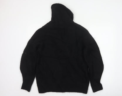 H&M Women Black Alpaca Blend High Neck Jumper Size S Long Sleeve