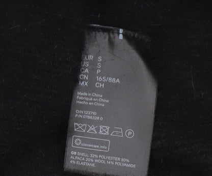 H&M Women Black Alpaca Blend High Neck Jumper Size S Long Sleeve