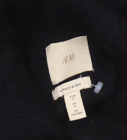 H&M Women Black Alpaca Blend High Neck Jumper Size S Long Sleeve