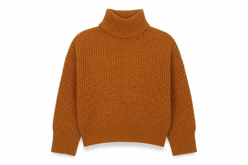 Topshop Women Brown UK 10 Chunky Knit Roll Neck Pullover Jumper