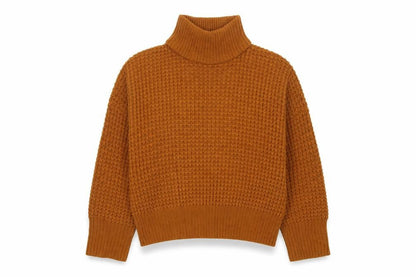 Topshop Women Brown UK 10 Chunky Knit Roll Neck Pullover Jumper