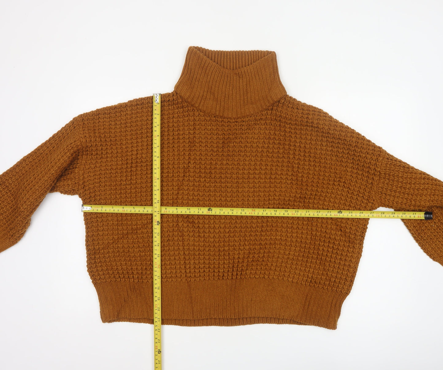 Topshop Women Brown UK 10 Chunky Knit Roll Neck Pullover Jumper
