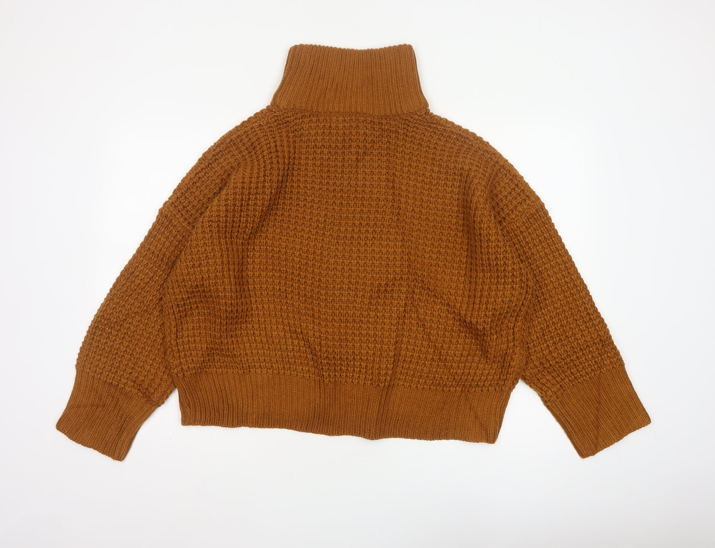 Topshop Women Brown UK 10 Chunky Knit Roll Neck Pullover Jumper